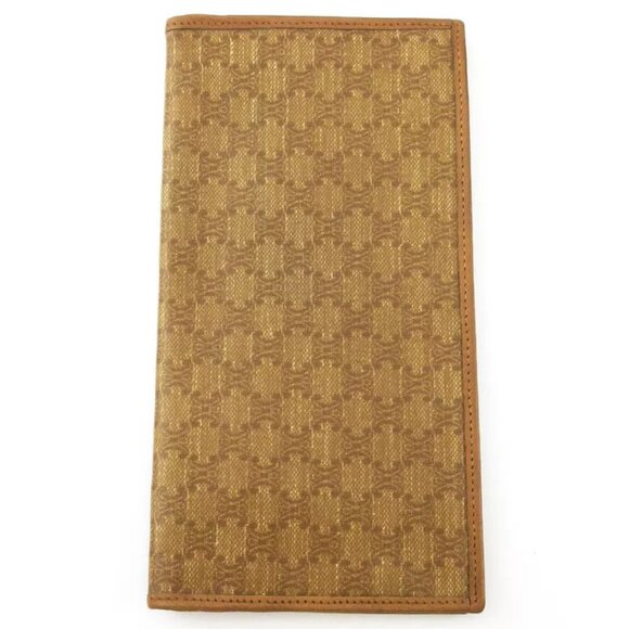 CELINE length wallet macadam beige PVC ?~ leather Authentic used - Picture 2 of 9